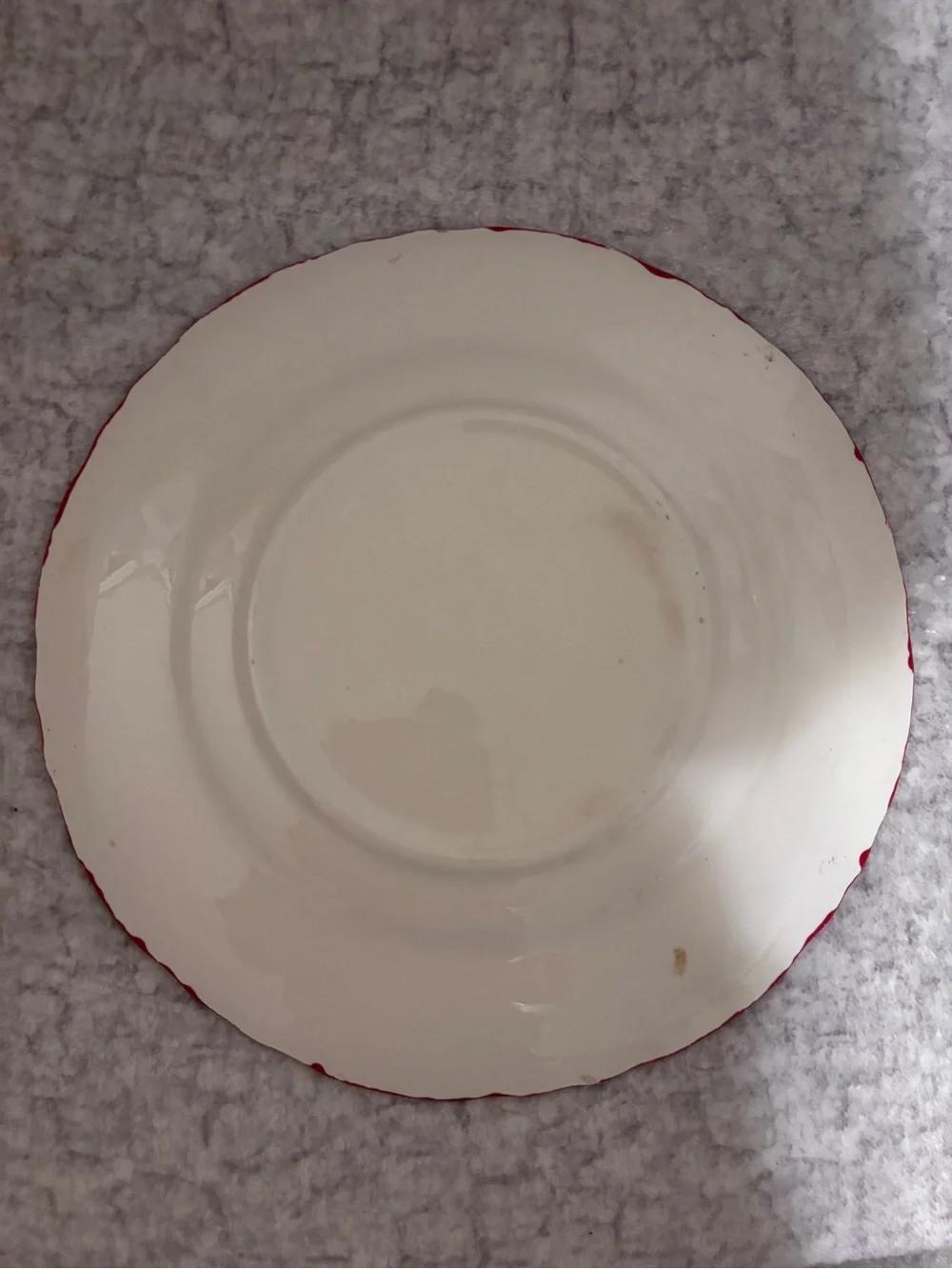 Vintage 1960 Hand-Painted and handmade 1969 Decorative Plate with Red Trim
